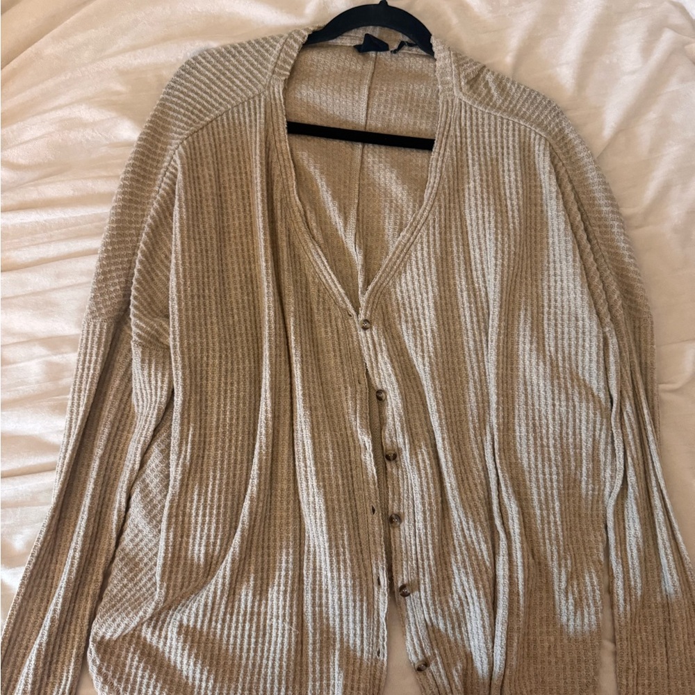 Urban Outfitters Tan Ribbed Cardigan Sweater